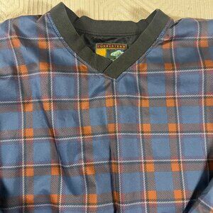 Vintage Forrester's Outerwear V-Neck Blue Plaid Men's Windbreaker Size L EUC‎